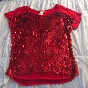 Women’s/girls red sparkly dress shirt